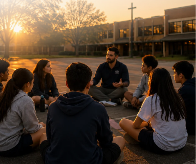Students gathered in conversation